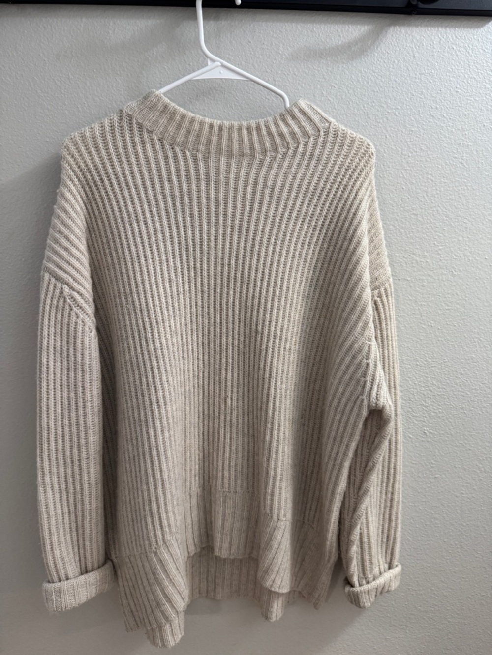 Muji | Cream Ribbed Knit Sweater